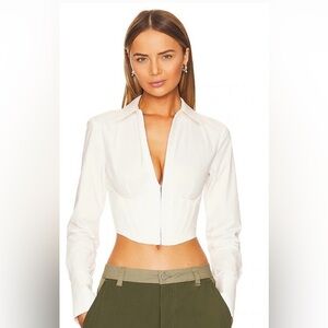 L'Academie Mildred White Poplin Corset Top / Shirt